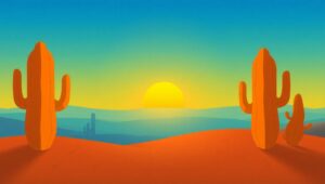 Desert Sunrise in Flat Design – free AI stock image
