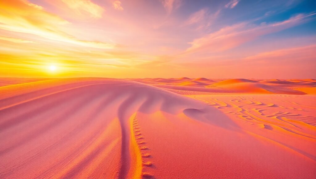 Desert Sunset in Sand Art – free AI stock image