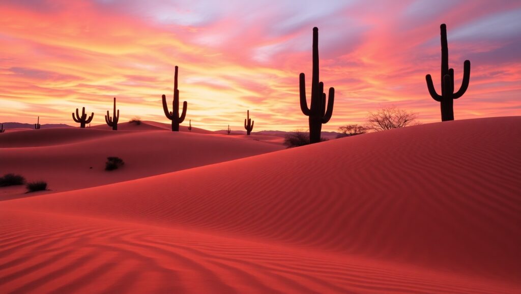 Desert Sunset Sand Art Landscape – free AI stock image