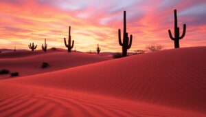 Desert Sunset Sand Art Landscape – free AI stock image