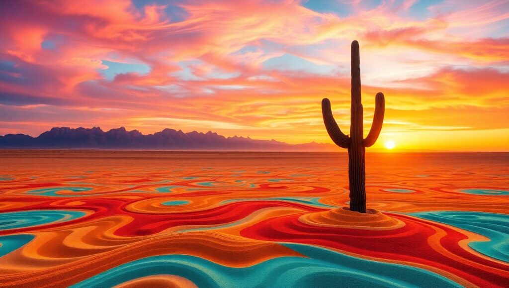 Desert Sunset Sand Art Scene z7r – free AI stock image