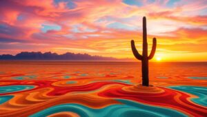 Desert Sunset Sand Art Scene z7r – free AI stock image