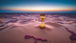 Desert Timekeeper: Aerial Perspective – free AI stock image