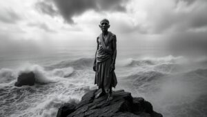Desolation at the Edge of Storms – free AI stock image