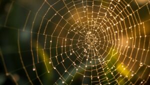Dew-Drenched Spider Web Details – free AI stock image