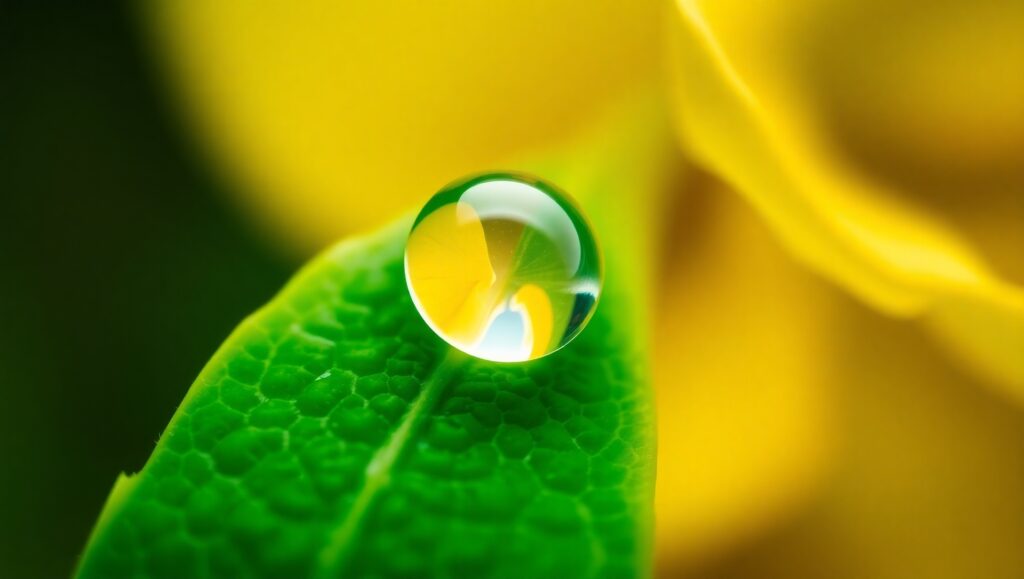 Dewdrop Reflection on Leaf jgl – free AI stock image