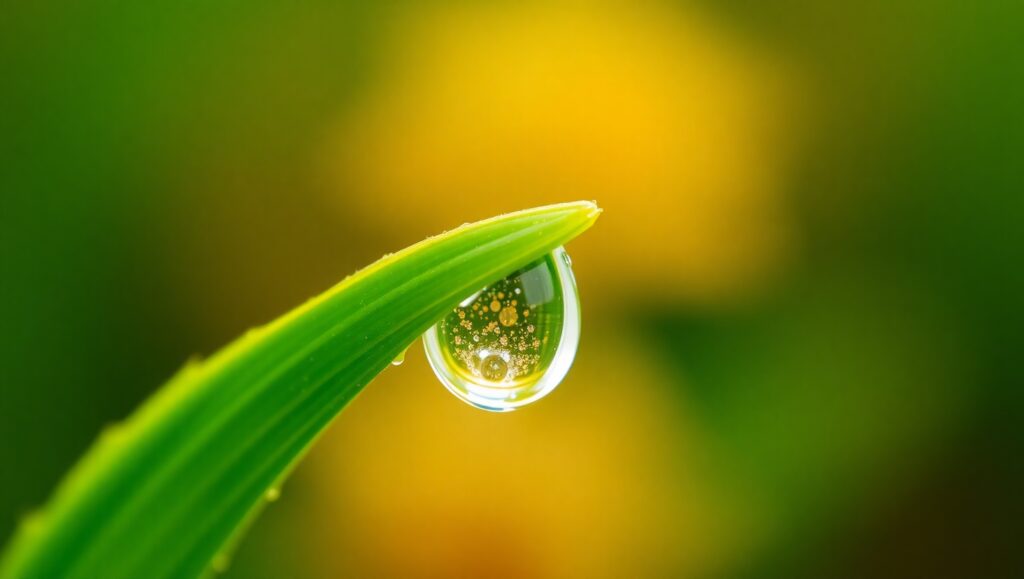 Dewdrops and Blossoms at Dawn – free AI stock image