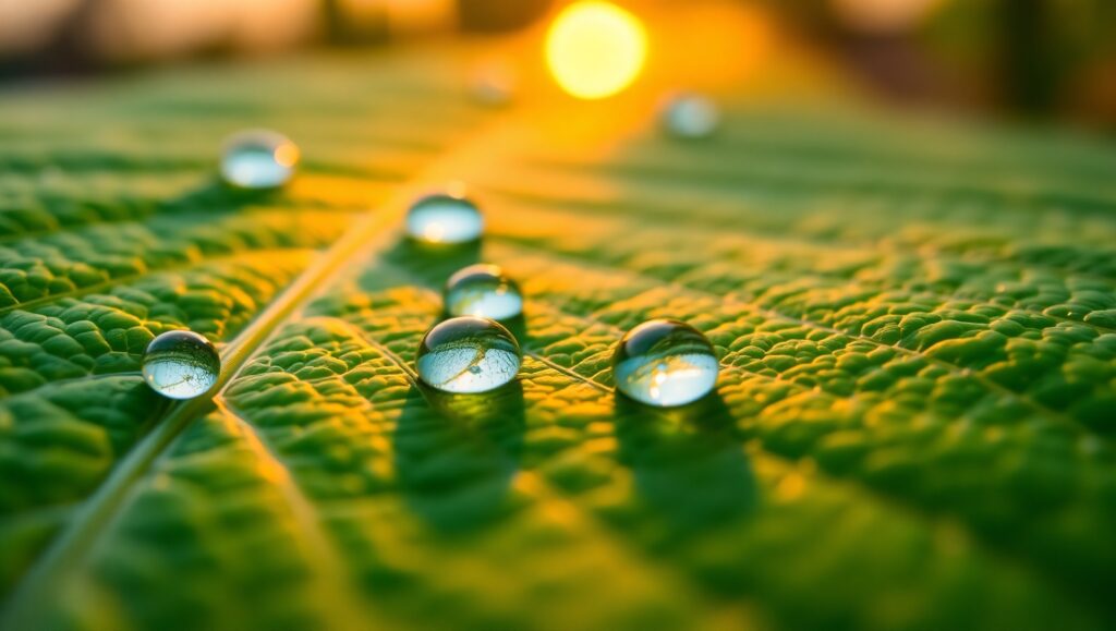 Dewdrops at Dawn’s Embrace – free AI stock image