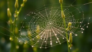 Dewdrops on a Spider’s Web – free AI stock image