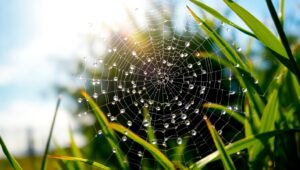 Dewdrops on Spider Web – free AI stock image