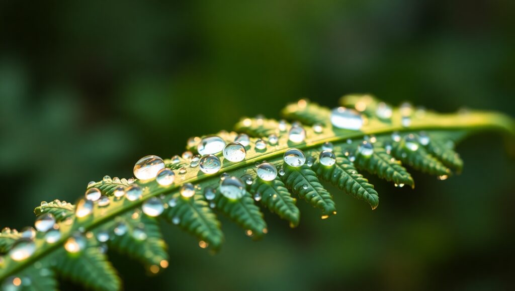 Dewy Fern Details in Macro – free AI stock image