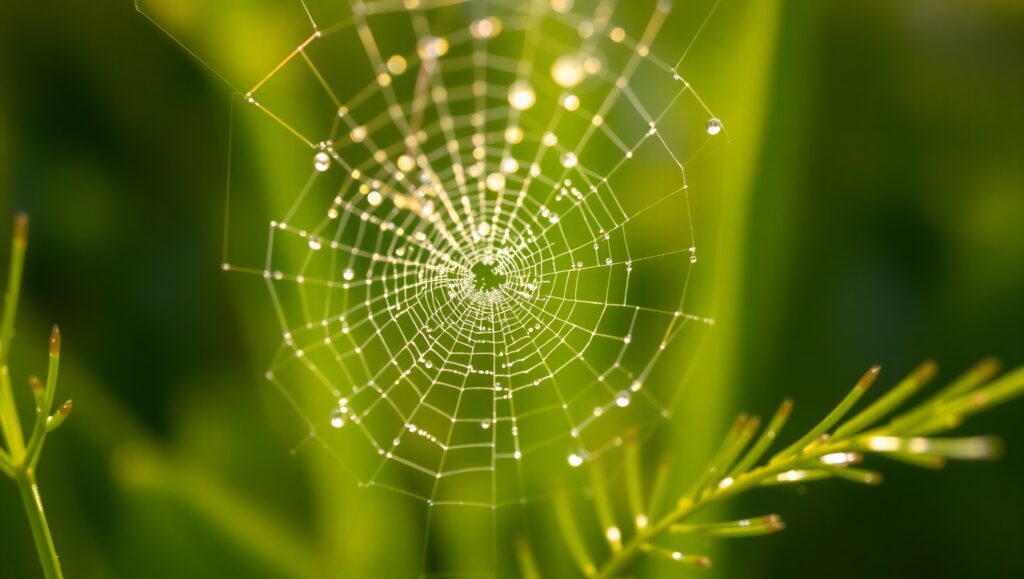 Dewy Spider Silk in Morning Light yVZ – free AI stock image