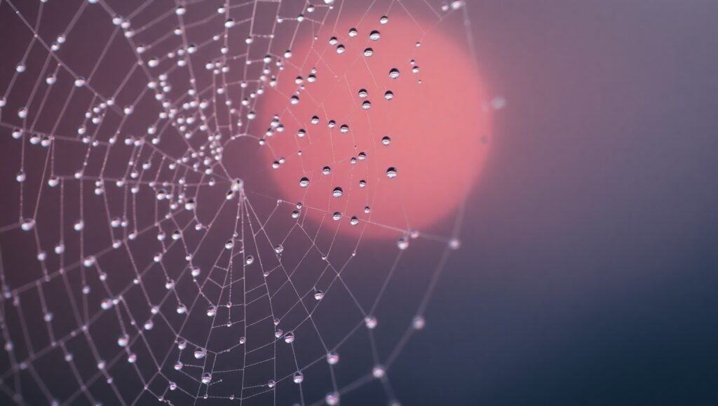 Dewy Spider Web in Morning Light OKY – free AI stock image