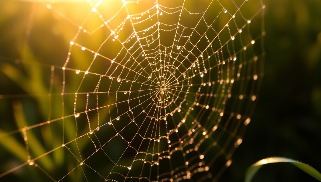 Dewy Spider Web in Morning Light yk5 – free AI stock image