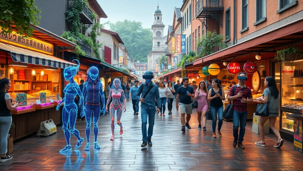 Digital Market Square Experience – free AI stock image