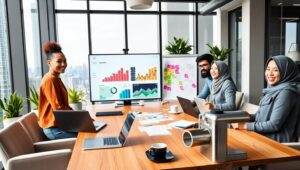 Diverse Teamwork in Modern Office Space – free AI stock image