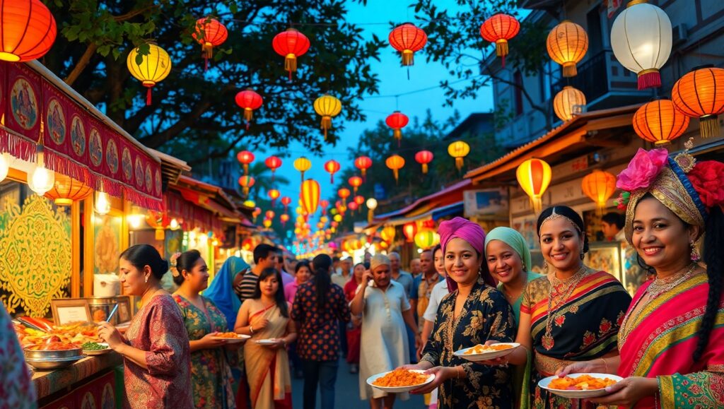 Diverse Traditions in Twilight Celebration – free AI stock image