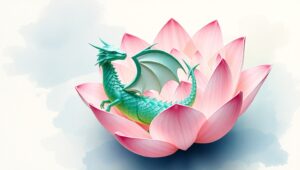 Dragon and Lotus Fusion – free AI stock image