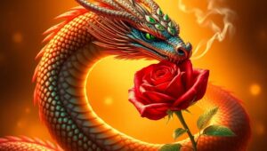 Dragon and Rose Tattoo Design 254 – free AI stock image