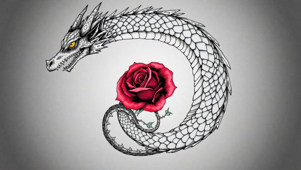 Dragon and Rose Tattoo Design – free AI stock image