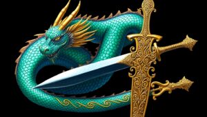 Dragon and Sword Tattoo Design 8TX – free AI stock image
