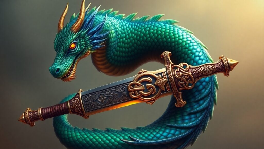 Dragon and Sword Tattoo Design xl3 – free AI stock image