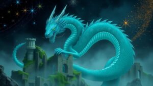 Dragon Embracing Ancient Ruins – free AI stock image