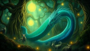 Dragon in the Enchanted Forest – free AI stock image