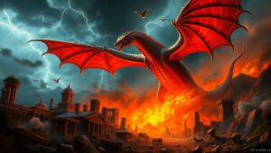 Dragon of the Molten Ruins – free AI stock image