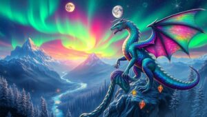 Dragon Overlook in Enchanted Realm – free AI stock image