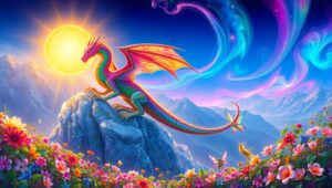 Dragon Overlooking Enchanted Valley – free AI stock image