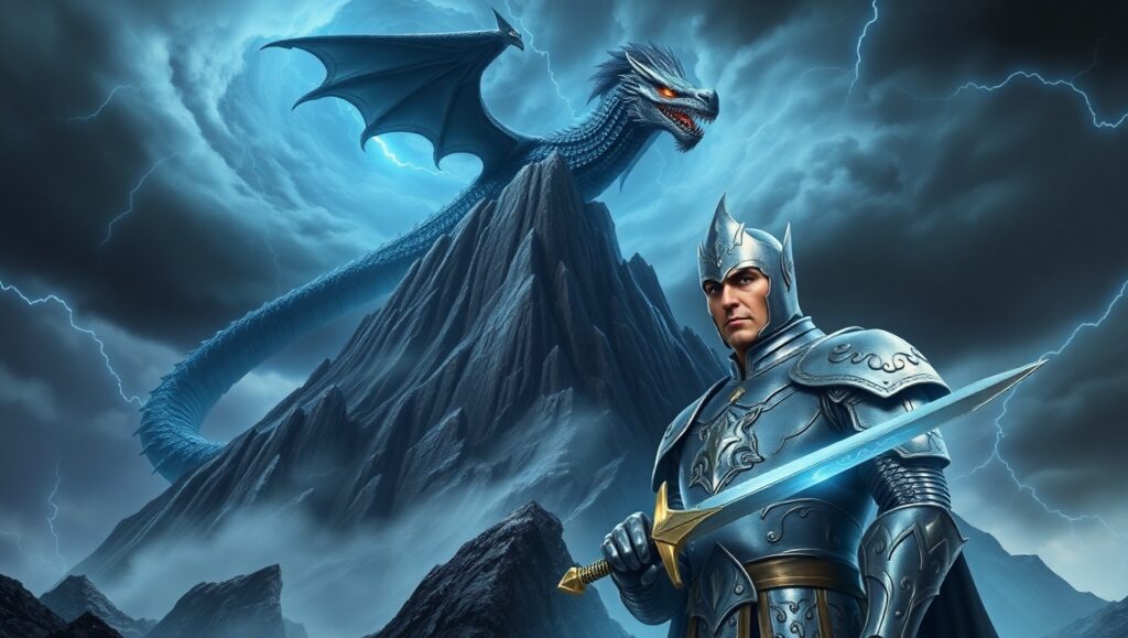 Dragon’s Dueling Storm – free AI stock image