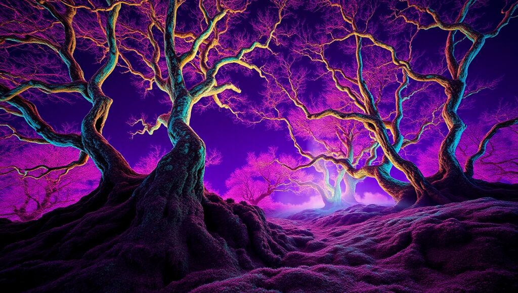 Dreamlike Infrared Forest Landscape – free AI stock image