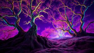 Dreamlike Infrared Forest Landscape – free AI stock image