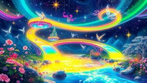 Dreamlike Islands and Cosmic Connections – free AI stock image