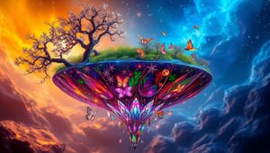 Dreamscape of the Glass Island – free AI stock image