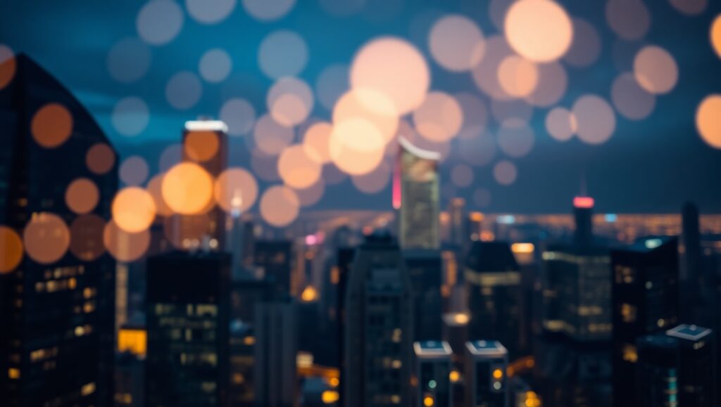 Dreamy Cityscape Bokeh Lights – free AI stock image