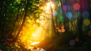 Dreamy Forest Bokeh Escape – free AI stock image