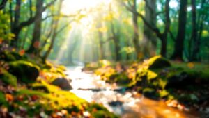 Dreamy Forest with Abstract Light – free AI stock image