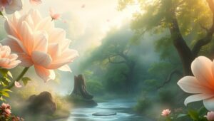 Dreamy Pastel Floral Landscape – free AI stock image