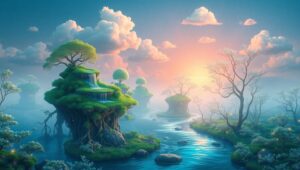 Dreamy Surreal Landscape Adventure – free AI stock image