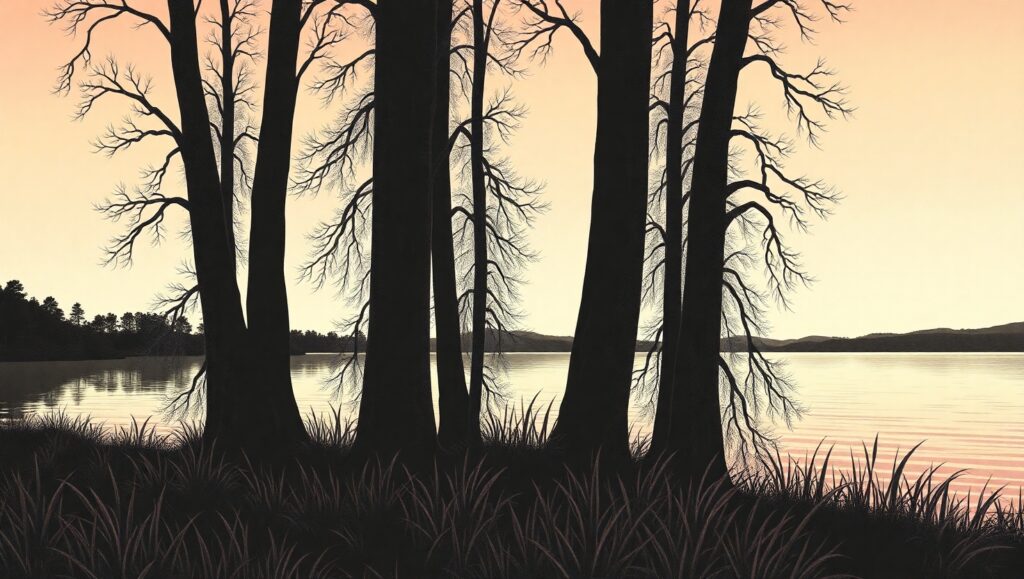 Dusk at the Tranquil Lake dvG – free AI stock image