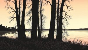 Dusk at the Tranquil Lake dvG – free AI stock image