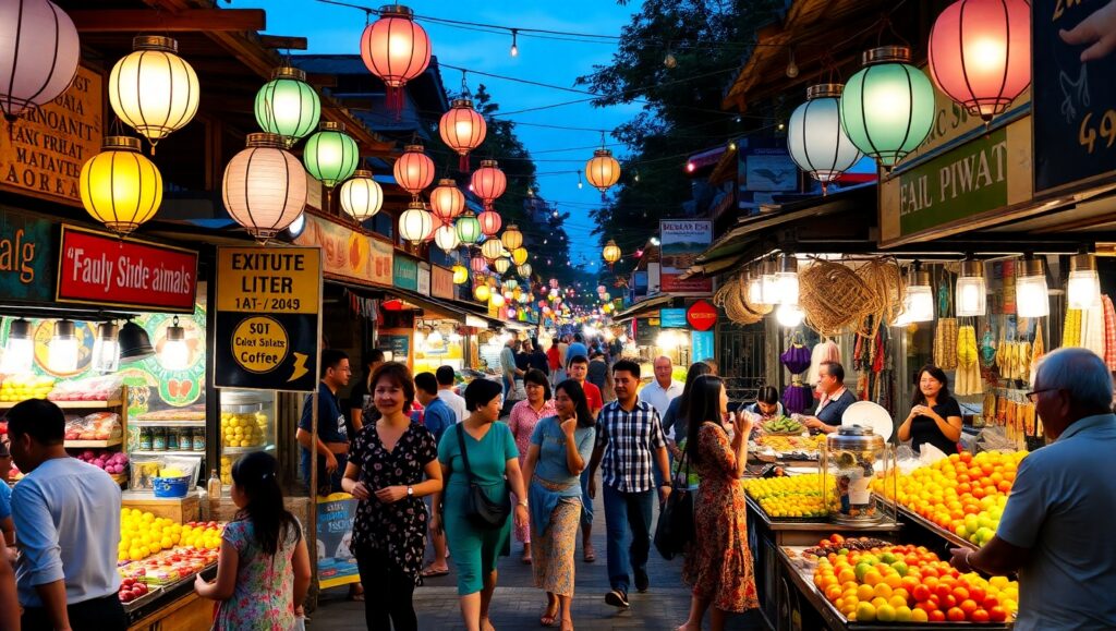 Dusk at the Vibrant Market 2mo – free AI stock image