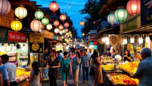 Dusk at the Vibrant Market 2mo – free AI stock image