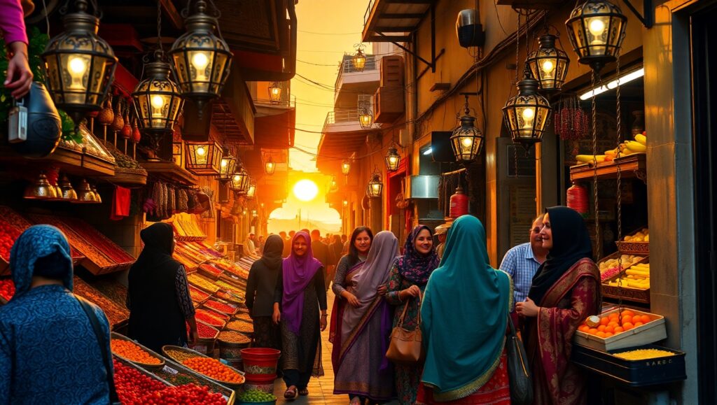 Dusk at the Vibrant Market sRs – free AI stock image