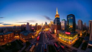 Dusk Cityscape from Above – free AI stock image