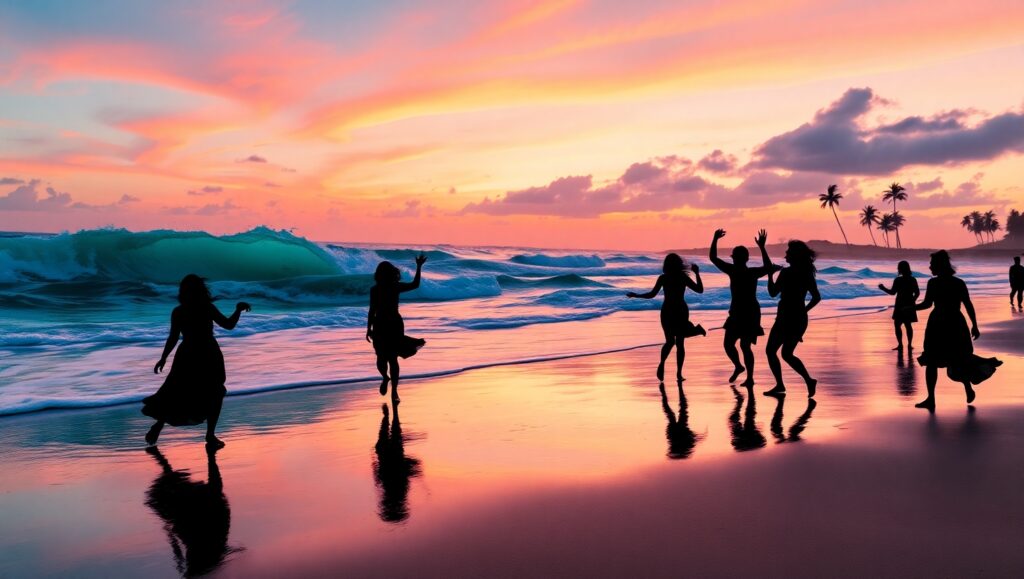Dusk Dance at the Beach – free AI stock image
