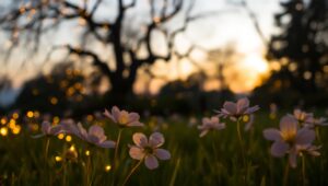 Dusk in a Bokeh Garden – free AI stock image