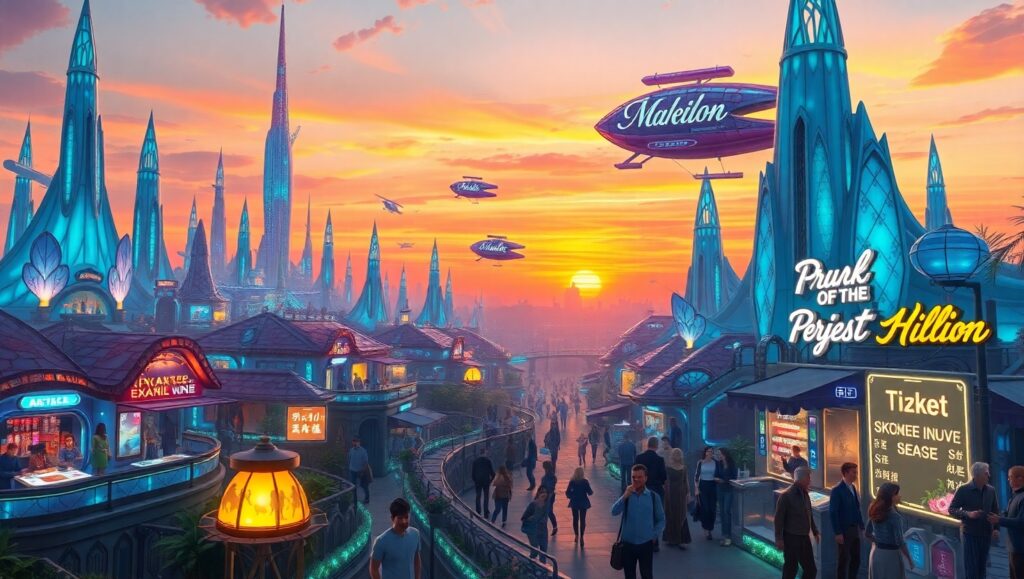 Dusk in a Floating Market City – free AI stock image
